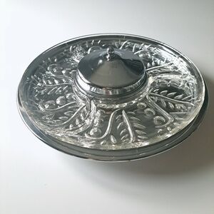 Vintage glass & metal 3 peice lazy Susan party tray